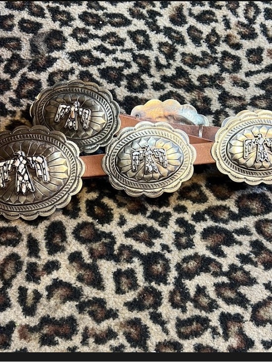Accessories - Rodeo Quincy - Barbosa Thunderbird Silver and Brown Concho Belt